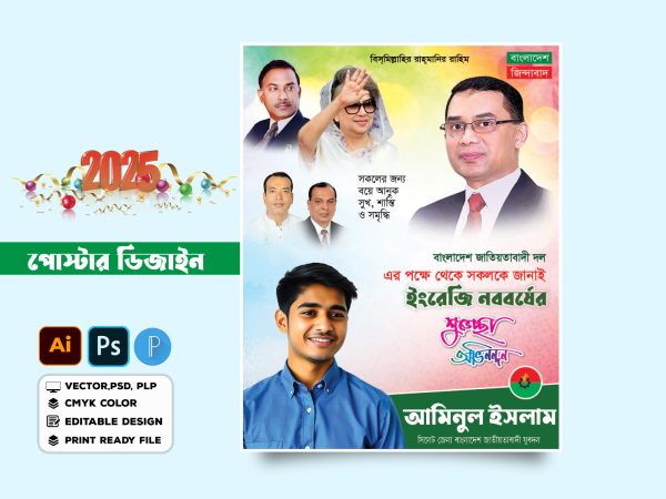 ইংরেজী নববর্ষের পোস্টার ডিজাইন – Happy New Year Poster Design 2025