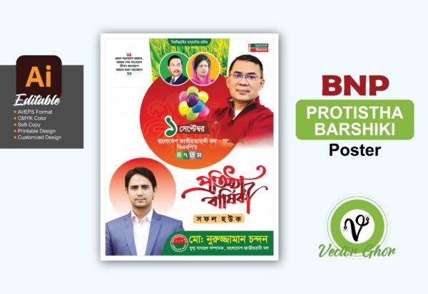 বাংলাদেশ জাতীয়তাবাদী দল বিএনপির প্রতিষ্ঠা বার্ষিকী ব্যানার ডিজাইন